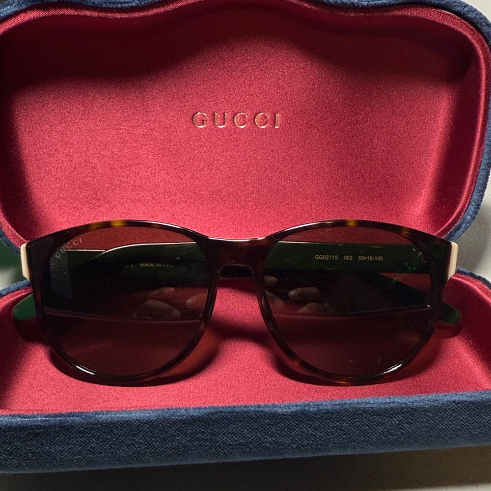 Gucci Green & Brown Tiger Eye Sunglasses 100% Authentic